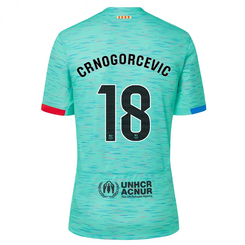 Danxen Niño Camiseta Ana-Maria Crnogorcevic #18 Aguamarina Clara Equipación Tercera 2023/24 La Camisa