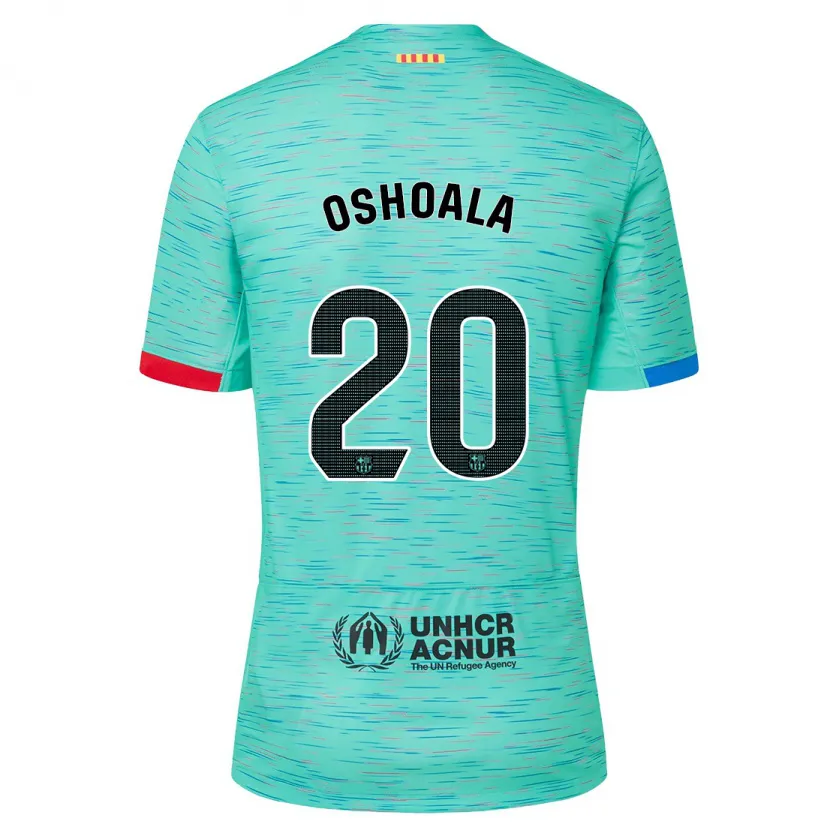 Danxen Niño Camiseta Asisat Oshoala #20 Aguamarina Clara Equipación Tercera 2023/24 La Camisa