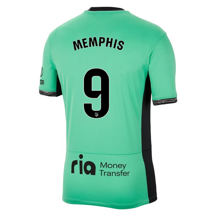 Danxen Niño Camiseta Memphis Depay #9 Primavera Verde Equipación Tercera 2023/24 La Camisa