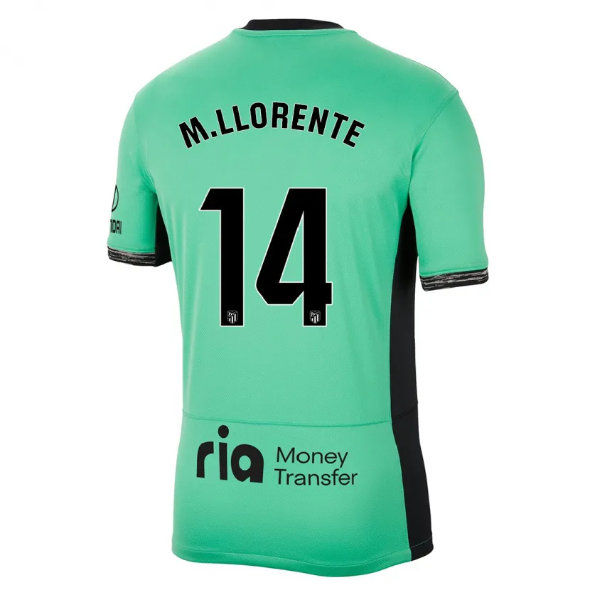 Danxen Niño Camiseta Marcos Llorente #14 Primavera Verde Equipación Tercera 2023/24 La Camisa