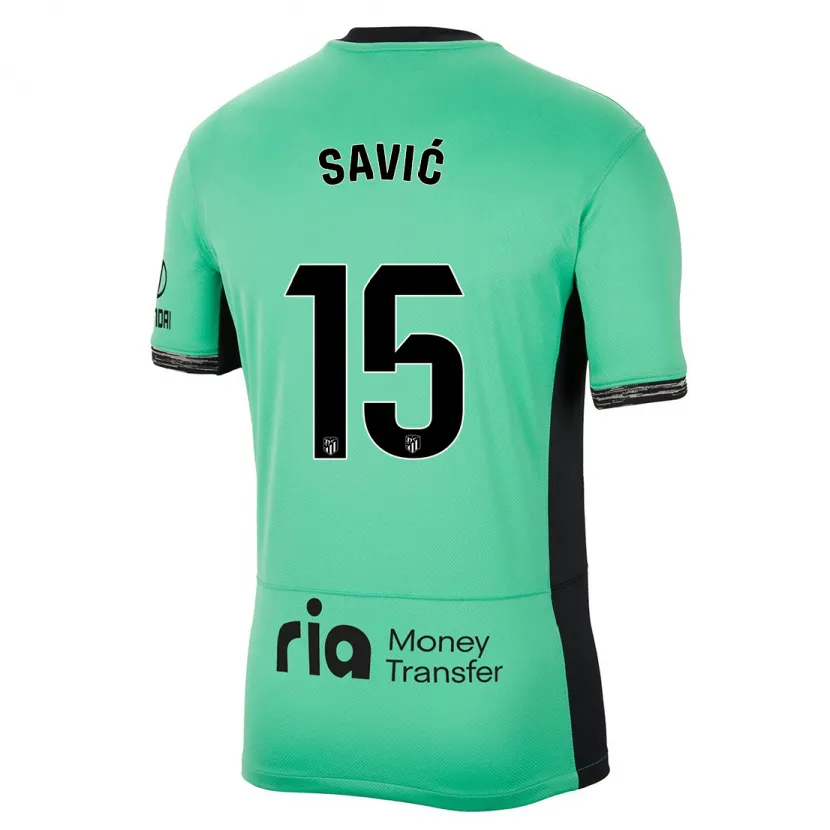 Danxen Niño Camiseta Stefan Savic #15 Primavera Verde Equipación Tercera 2023/24 La Camisa