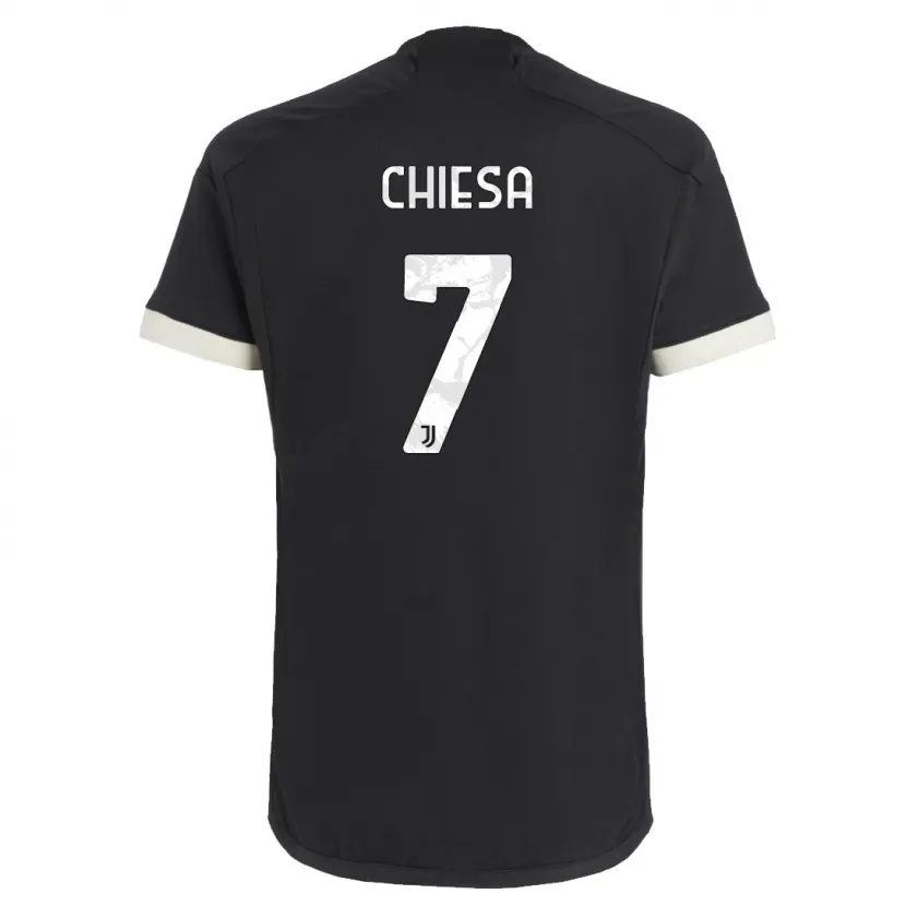 Danxen Niño Camiseta Federico Chiesa #7 Negro Equipación Tercera 2023/24 La Camisa