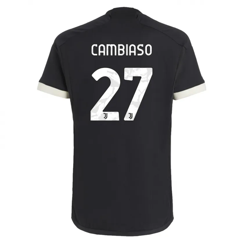 Danxen Niño Camiseta Andrea Cambiaso #27 Negro Equipación Tercera 2023/24 La Camisa