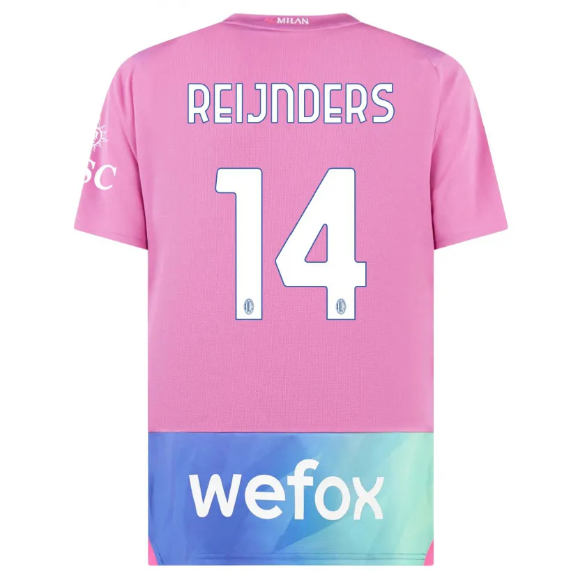 Danxen Niño Camiseta Tijjani Reijnders #14 Rosado Morado Equipación Tercera 2023/24 La Camisa