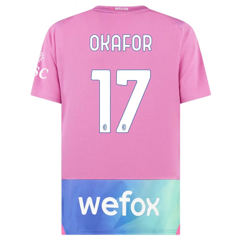 Danxen Niño Camiseta Noah Okafor #17 Rosado Morado Equipación Tercera 2023/24 La Camisa