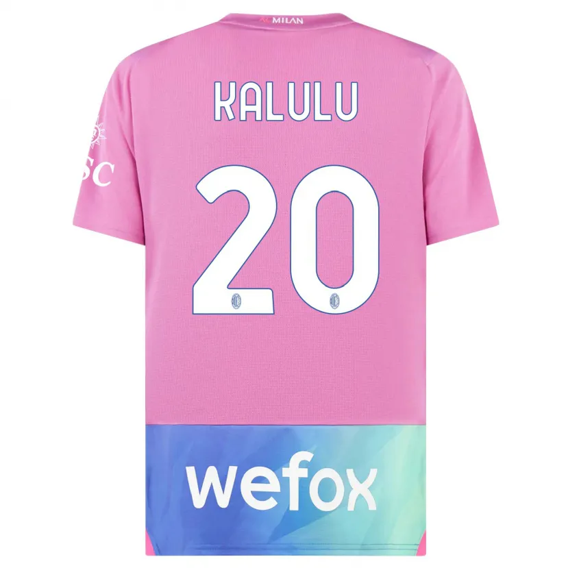 Danxen Niño Camiseta Pierre Kalulu #20 Rosado Morado Equipación Tercera 2023/24 La Camisa