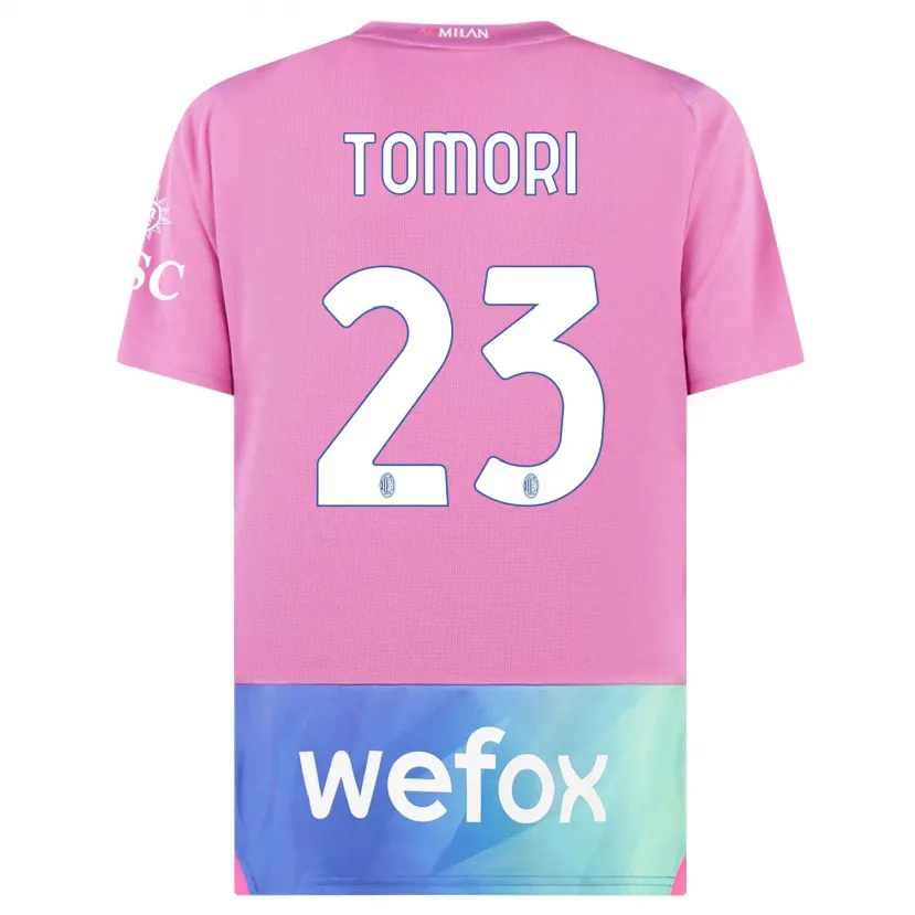 Danxen Niño Camiseta Fikayo Tomori #23 Rosado Morado Equipación Tercera 2023/24 La Camisa