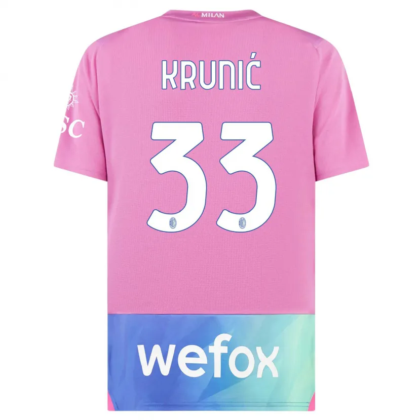 Danxen Niño Camiseta Rade Krunic #33 Rosado Morado Equipación Tercera 2023/24 La Camisa