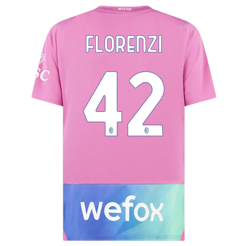 Danxen Niño Camiseta Alessandro Florenzi #42 Rosado Morado Equipación Tercera 2023/24 La Camisa