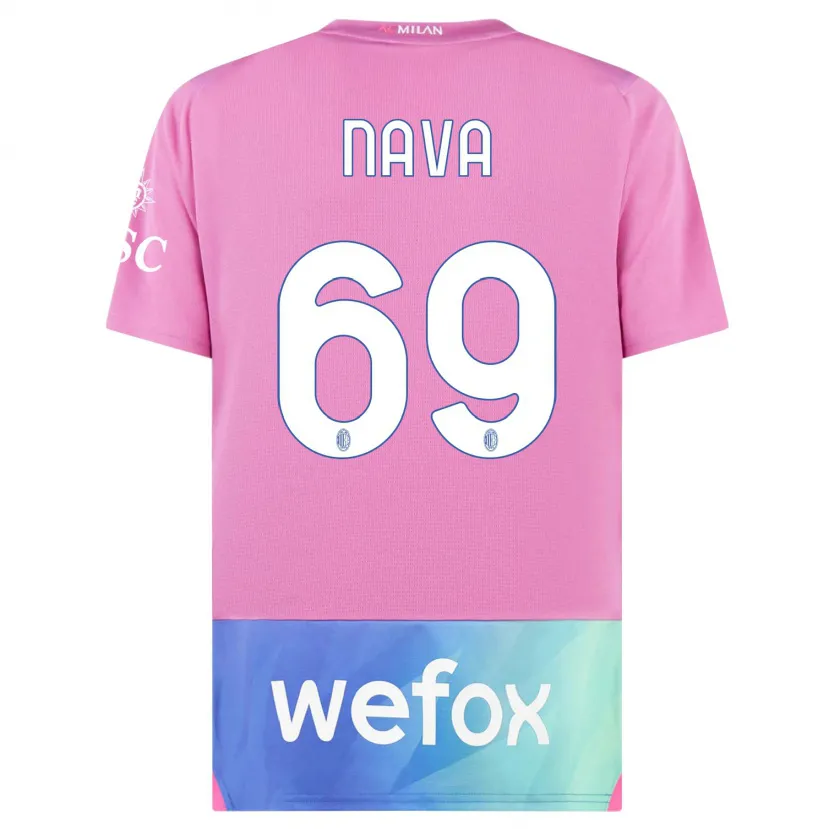 Danxen Niño Camiseta Lapo Nava #69 Rosado Morado Equipación Tercera 2023/24 La Camisa