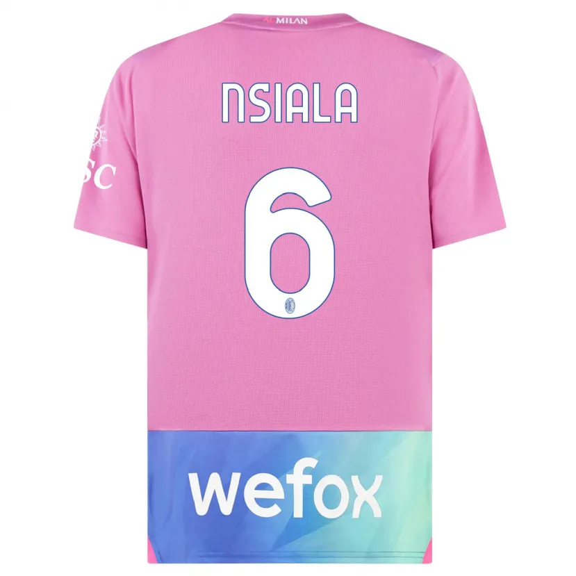 Danxen Niño Camiseta Clinton Nsiala #6 Rosado Morado Equipación Tercera 2023/24 La Camisa