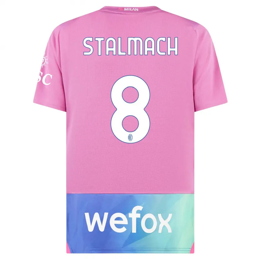 Danxen Niño Camiseta Dariusz Stalmach #8 Rosado Morado Equipación Tercera 2023/24 La Camisa