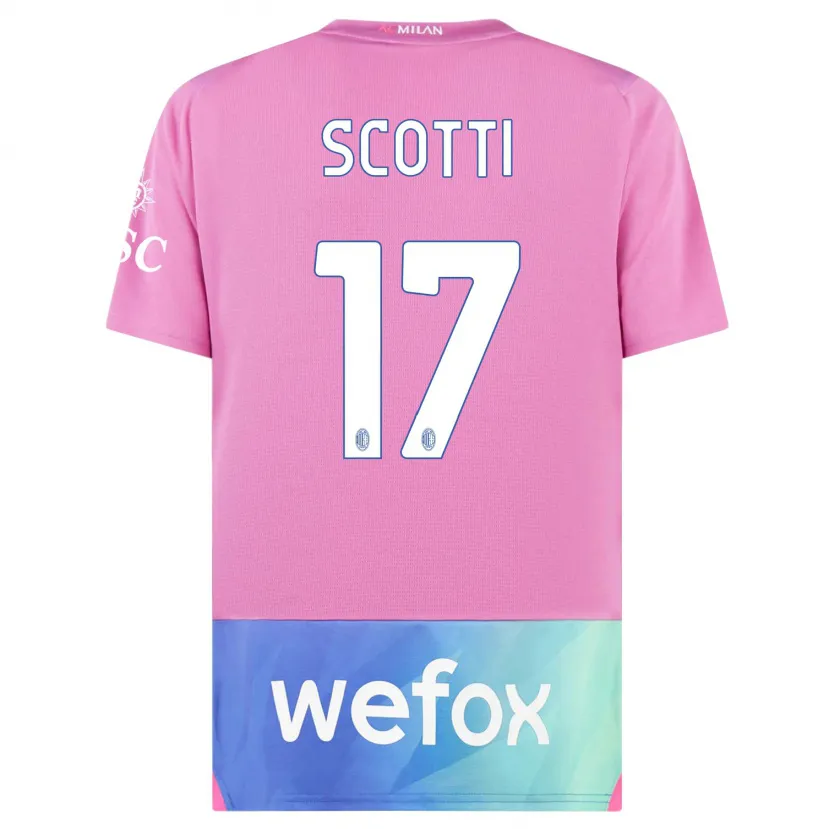 Danxen Niño Camiseta Filippo Scotti #17 Rosado Morado Equipación Tercera 2023/24 La Camisa