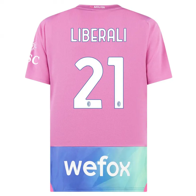 Danxen Niño Camiseta Mattia Liberali #21 Rosado Morado Equipación Tercera 2023/24 La Camisa