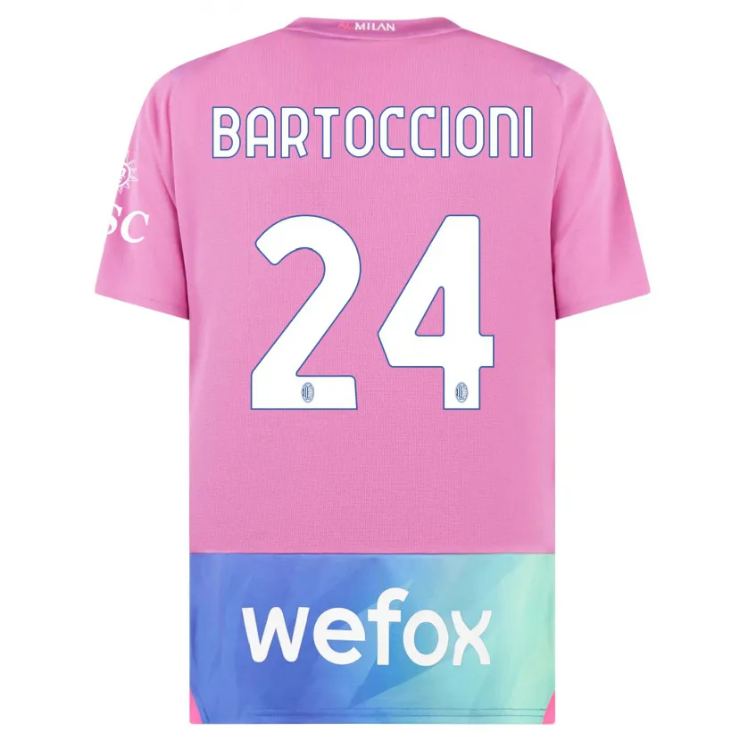 Danxen Niño Camiseta Andrea Bartoccioni #24 Rosado Morado Equipación Tercera 2023/24 La Camisa