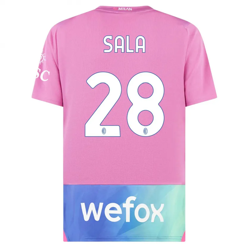 Danxen Niño Camiseta Emanuele Sala #28 Rosado Morado Equipación Tercera 2023/24 La Camisa