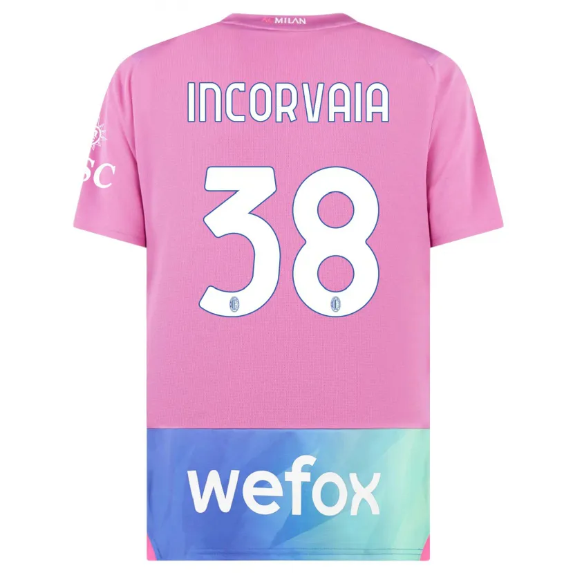 Danxen Niño Camiseta Giovanni Incorvaia #38 Rosado Morado Equipación Tercera 2023/24 La Camisa