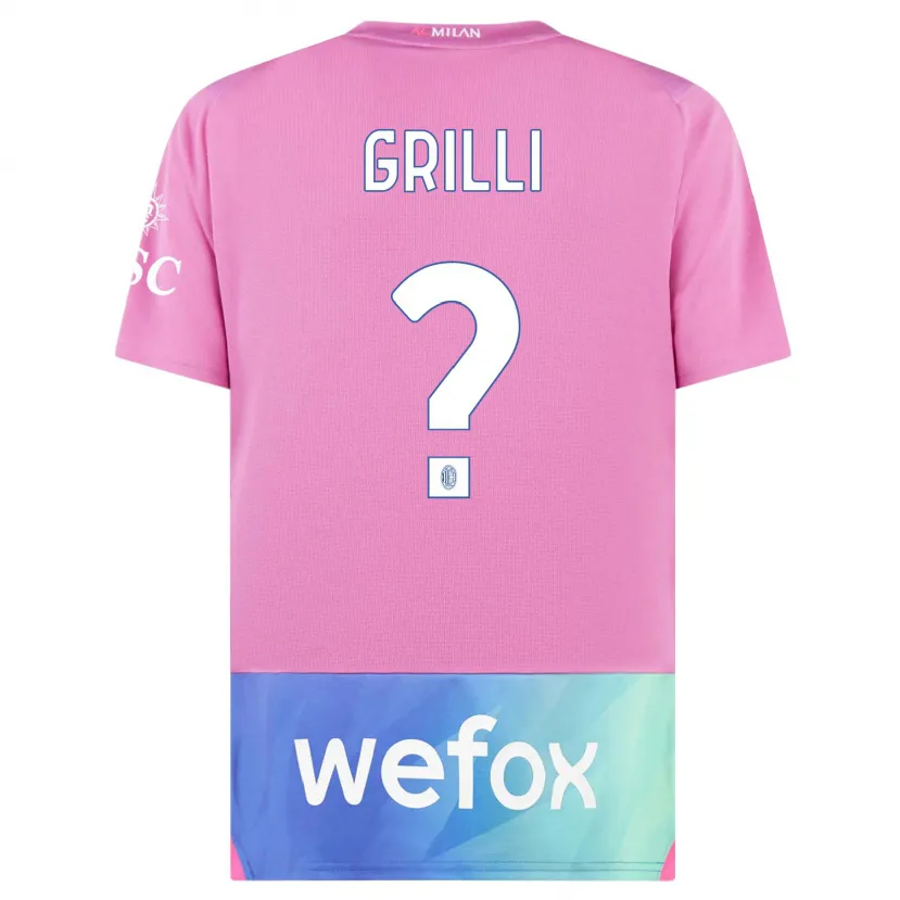 Danxen Niño Camiseta Lorenzo Grilli #0 Rosado Morado Equipación Tercera 2023/24 La Camisa