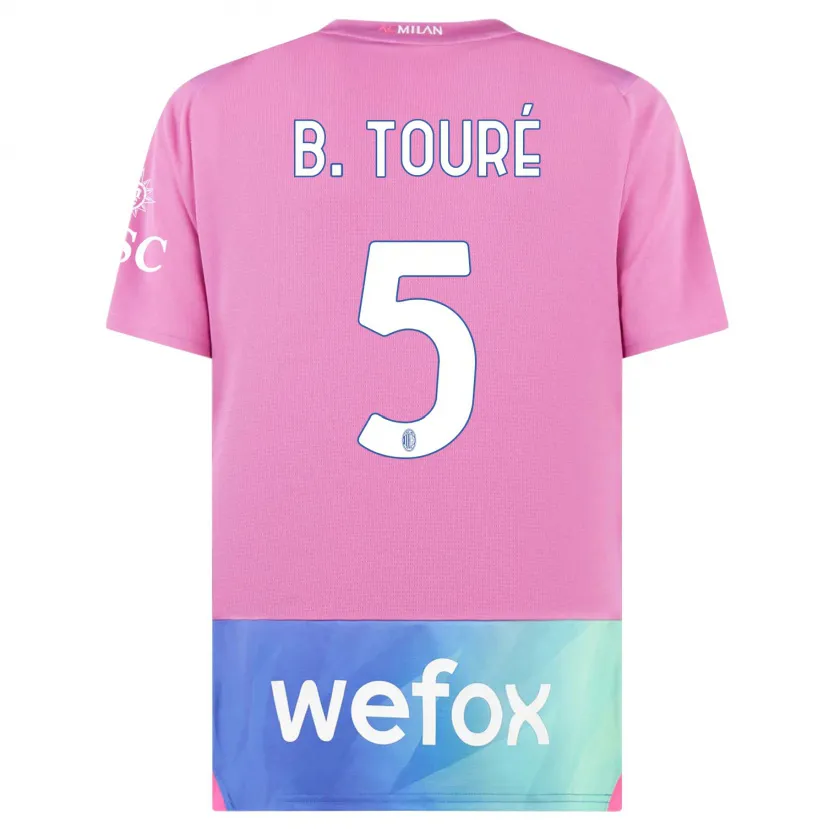 Danxen Niño Camiseta Fode Ballo-Toure #5 Rosado Morado Equipación Tercera 2023/24 La Camisa