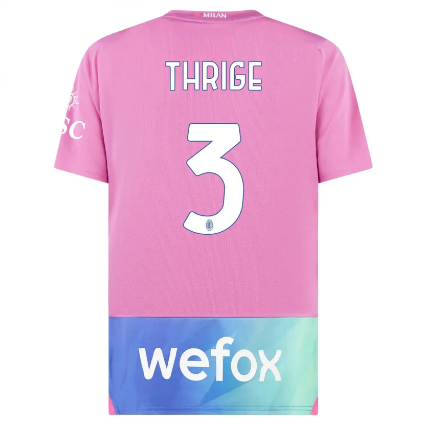 Danxen Niño Camiseta Sara Thrige #3 Rosado Morado Equipación Tercera 2023/24 La Camisa