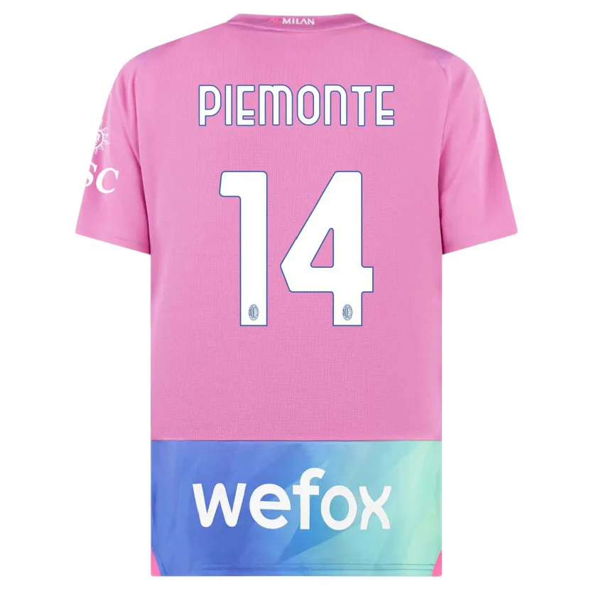 Danxen Niño Camiseta Martina Piemonte #14 Rosado Morado Equipación Tercera 2023/24 La Camisa