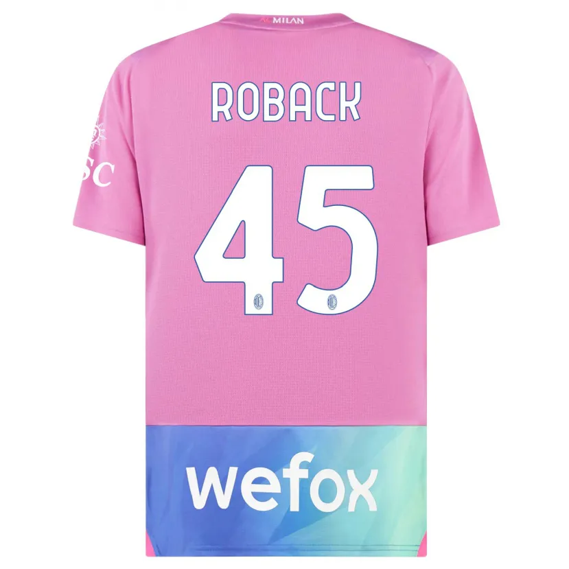 Danxen Niño Camiseta Emil Roback #45 Rosado Morado Equipación Tercera 2023/24 La Camisa