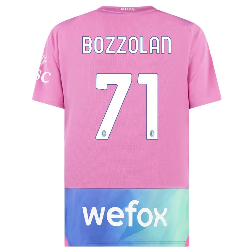 Danxen Niño Camiseta Andrea Bozzolan #71 Rosado Morado Equipación Tercera 2023/24 La Camisa