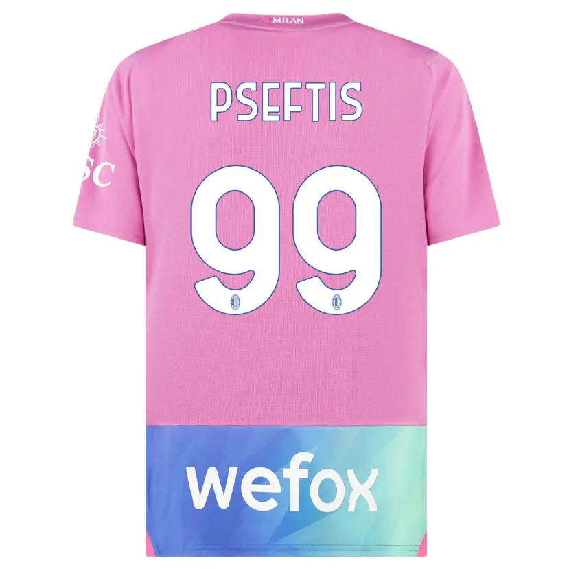 Danxen Niño Camiseta Fotios Pseftis #99 Rosado Morado Equipación Tercera 2023/24 La Camisa