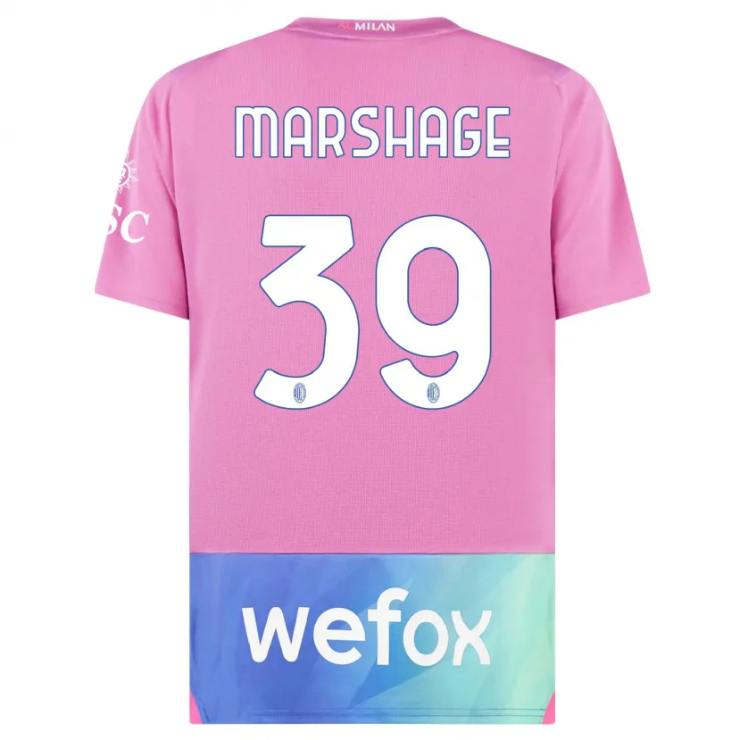 Danxen Niño Camiseta Wilgot Marshage #39 Rosado Morado Equipación Tercera 2023/24 La Camisa