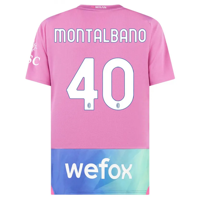 Danxen Niño Camiseta Nicolo Montalbano #40 Rosado Morado Equipación Tercera 2023/24 La Camisa