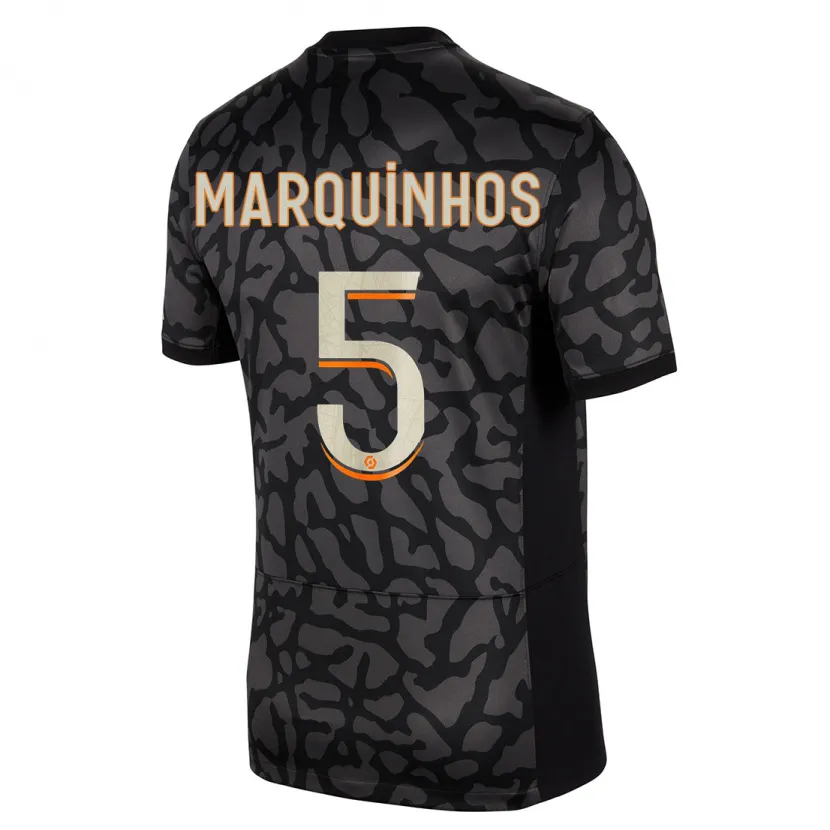 Danxen Niño Camiseta Marquinhos #5 Negro Equipación Tercera 2023/24 La Camisa