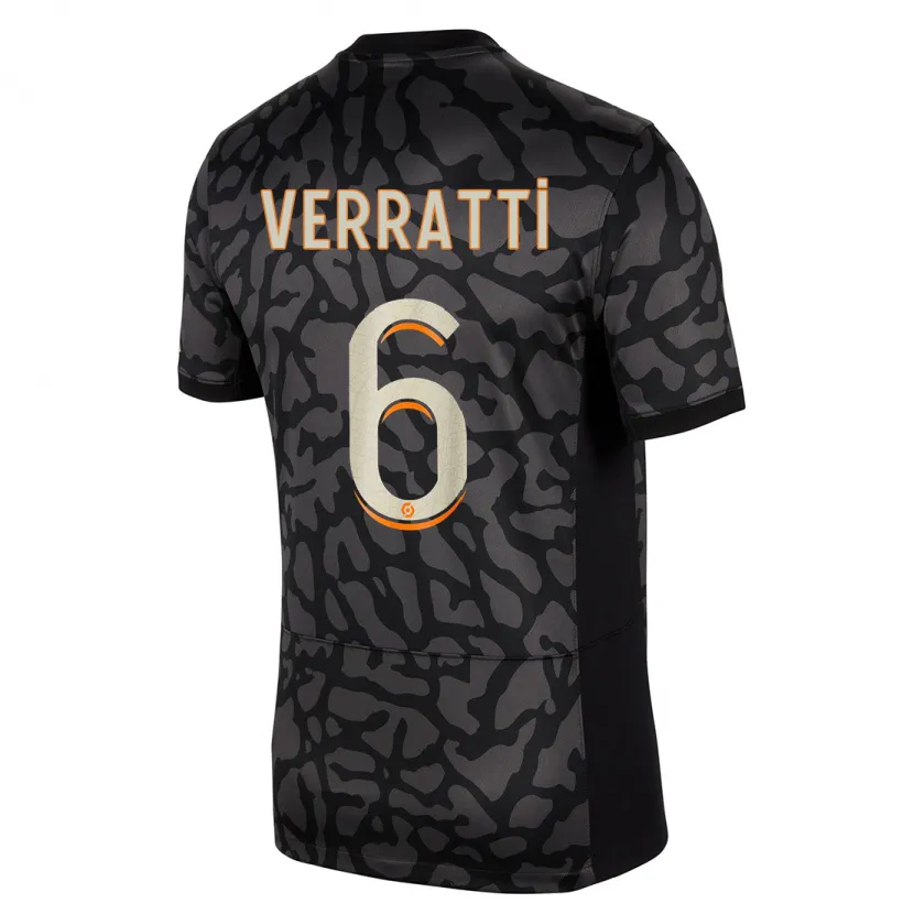 Danxen Niño Camiseta Marco Verratti #6 Negro Equipación Tercera 2023/24 La Camisa