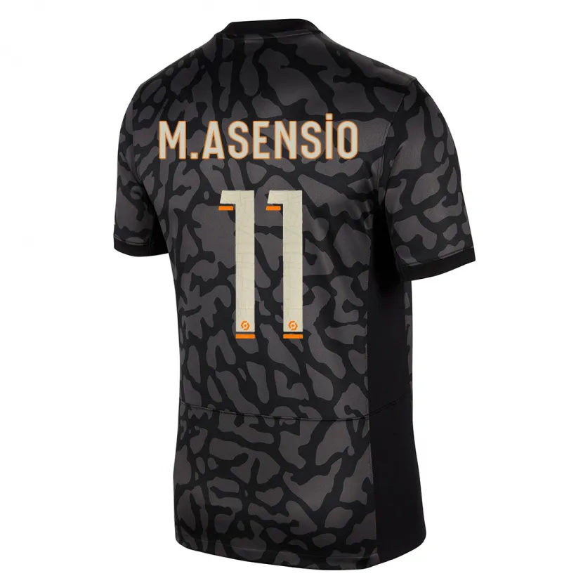 Danxen Niño Camiseta Marco Asensio #11 Negro Equipación Tercera 2023/24 La Camisa