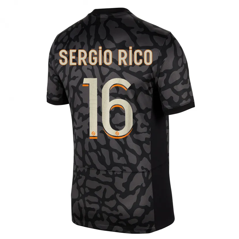 Danxen Niño Camiseta Sergio Rico #16 Negro Equipación Tercera 2023/24 La Camisa