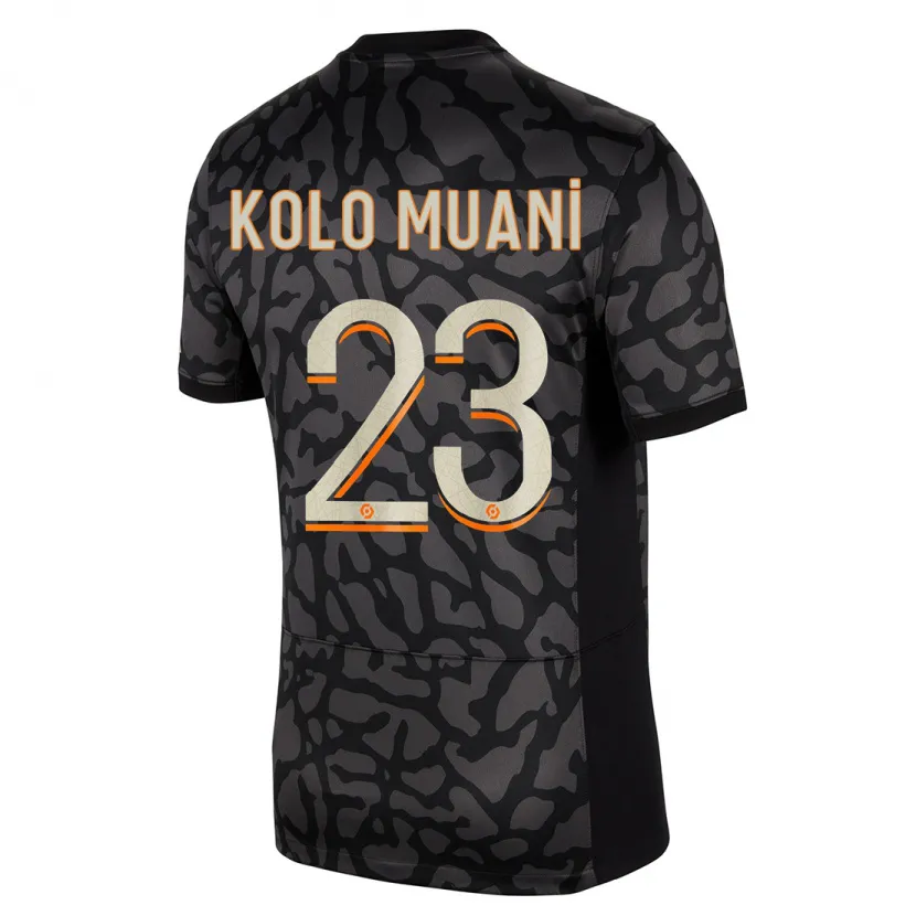 Danxen Niño Camiseta Randal Kolo Muani #23 Negro Equipación Tercera 2023/24 La Camisa