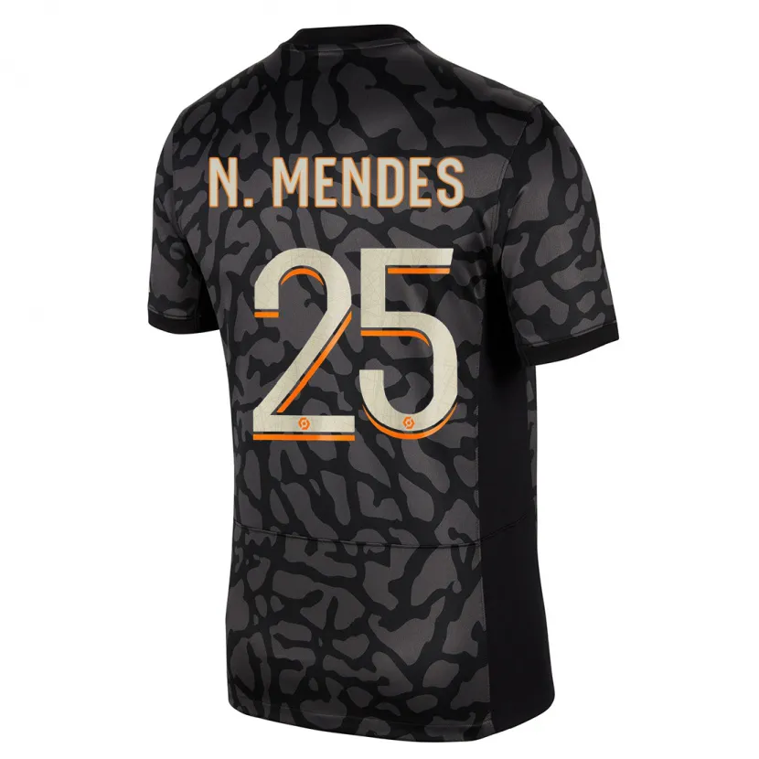 Danxen Niño Camiseta Nuno Mendes #25 Negro Equipación Tercera 2023/24 La Camisa