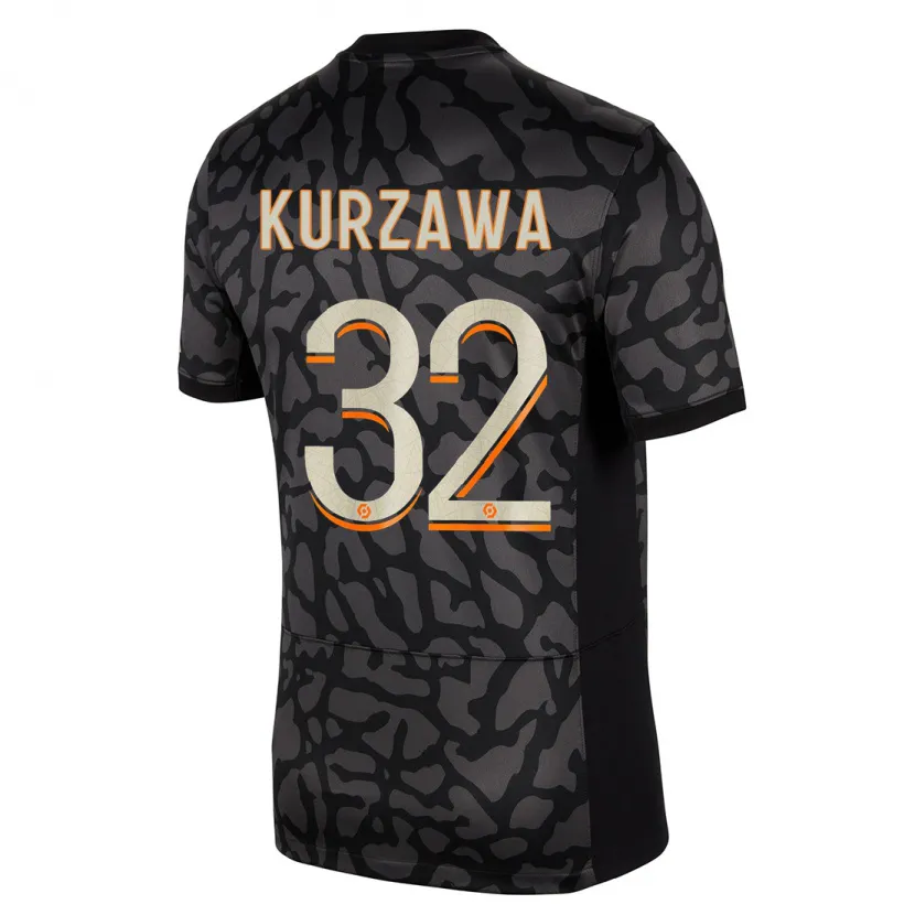 Danxen Niño Camiseta Layvin Kurzawa #32 Negro Equipación Tercera 2023/24 La Camisa