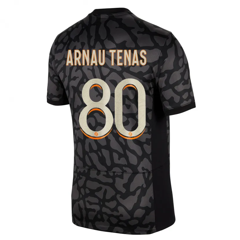 Danxen Niño Camiseta Arnau Tenas #80 Negro Equipación Tercera 2023/24 La Camisa