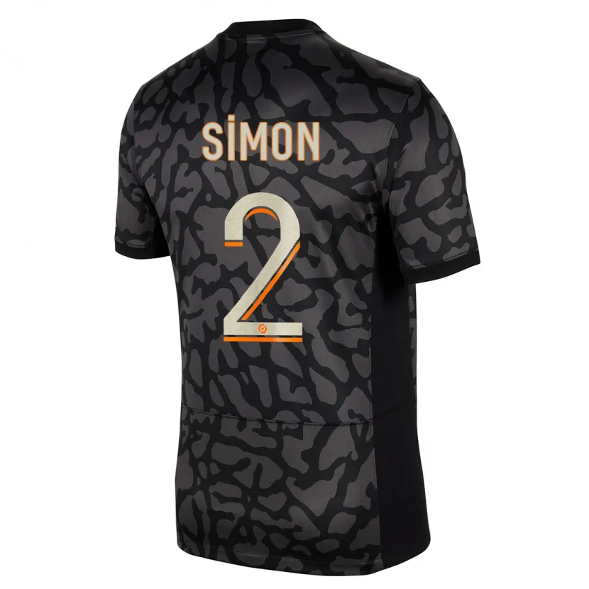 Danxen Niño Camiseta Benedicte Simon #2 Negro Equipación Tercera 2023/24 La Camisa