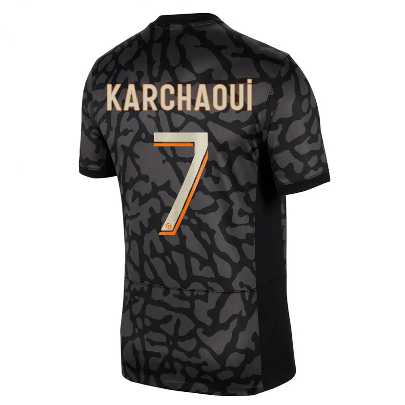 Danxen Niño Camiseta Sakina Karchaoui #7 Negro Equipación Tercera 2023/24 La Camisa