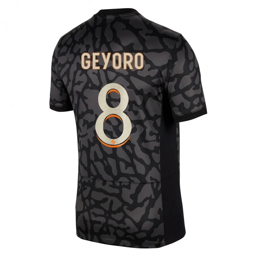 Danxen Niño Camiseta Grace Geyoro #8 Negro Equipación Tercera 2023/24 La Camisa