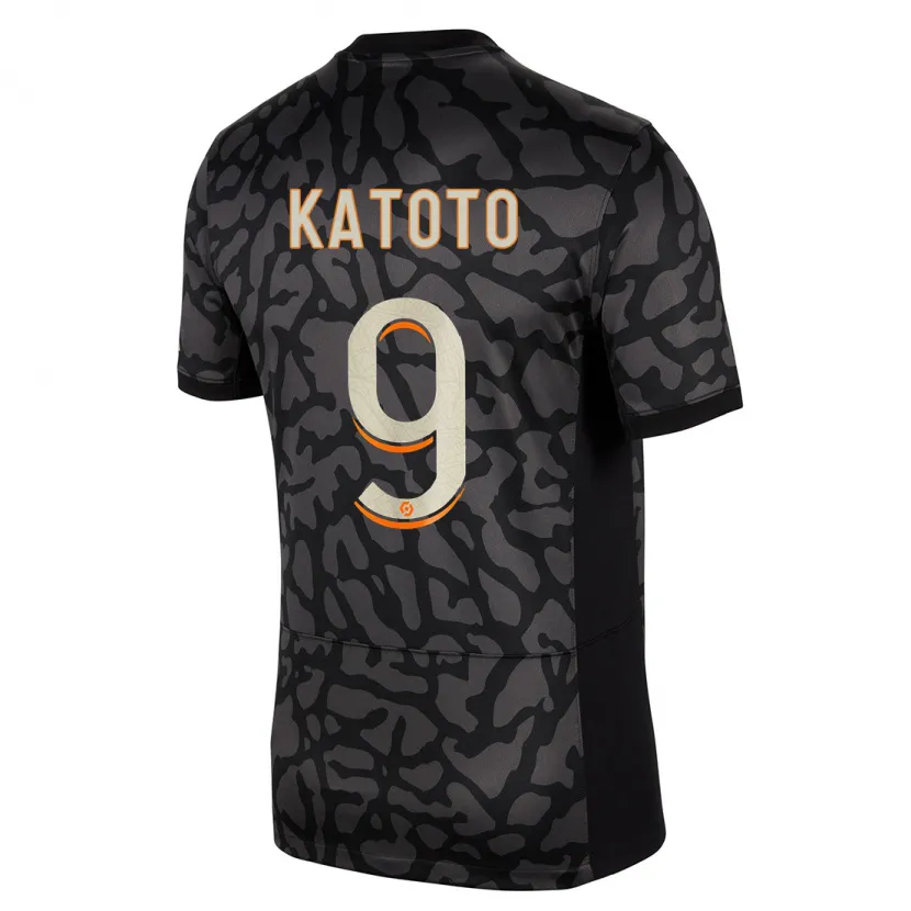 Danxen Niño Camiseta Marie-Antoinette Katoto #9 Negro Equipación Tercera 2023/24 La Camisa