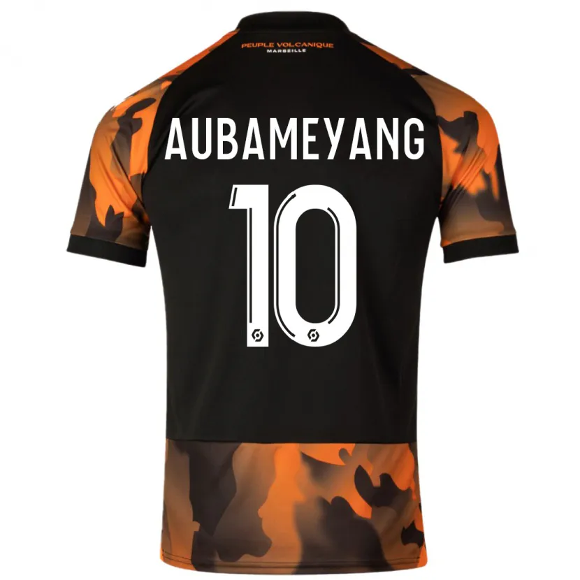 Danxen Niño Camiseta Pierre-Emerick Aubameyang #10 Negro Naranja Equipación Tercera 2023/24 La Camisa