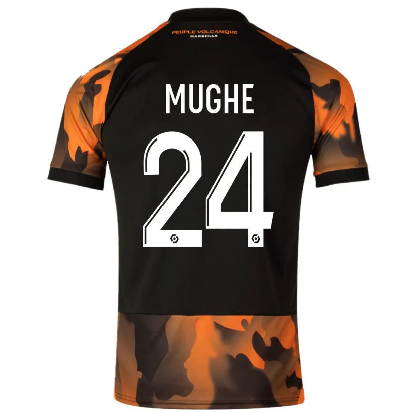 Danxen Niño Camiseta François Mughe #24 Negro Naranja Equipación Tercera 2023/24 La Camisa