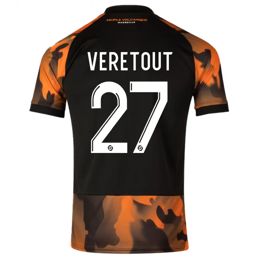 Danxen Niño Camiseta Jordan Veretout #27 Negro Naranja Equipación Tercera 2023/24 La Camisa