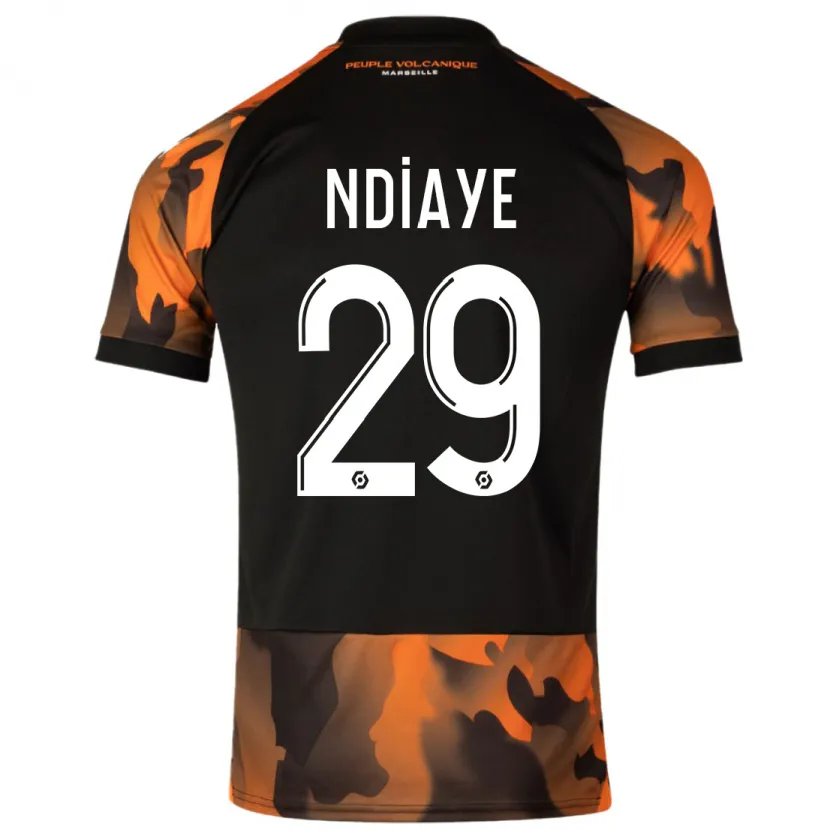 Danxen Niño Camiseta Iliman Ndiaye #29 Negro Naranja Equipación Tercera 2023/24 La Camisa