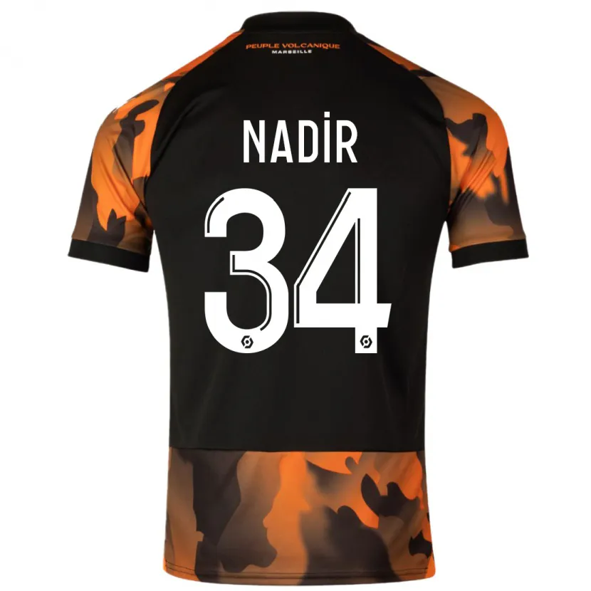 Danxen Niño Camiseta Bilal Nadir #34 Negro Naranja Equipación Tercera 2023/24 La Camisa