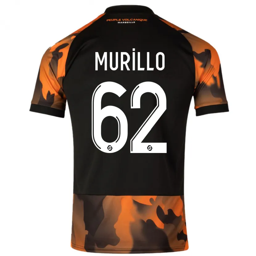 Danxen Niño Camiseta Amir Murillo #62 Negro Naranja Equipación Tercera 2023/24 La Camisa