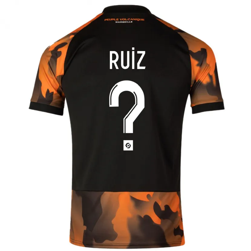 Danxen Niño Camiseta Pedro Ruiz #0 Negro Naranja Equipación Tercera 2023/24 La Camisa