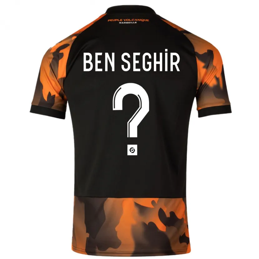 Danxen Niño Camiseta Salim Ben Seghir #0 Negro Naranja Equipación Tercera 2023/24 La Camisa